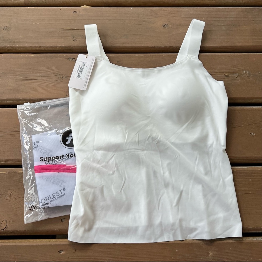 Forlest White Tank Top With Built in Bra - Size Large *NEW*
